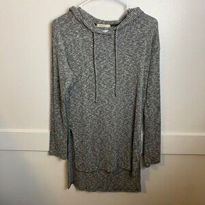 Yellow Chair Heathered Gray Ribbed High Low Pullover Hoodie